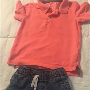 Baby boy denim shorts and polo shirt 24 mos/2t